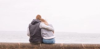 Woman and man on pier