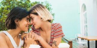 Same-Sex Couple Drinking Coffee